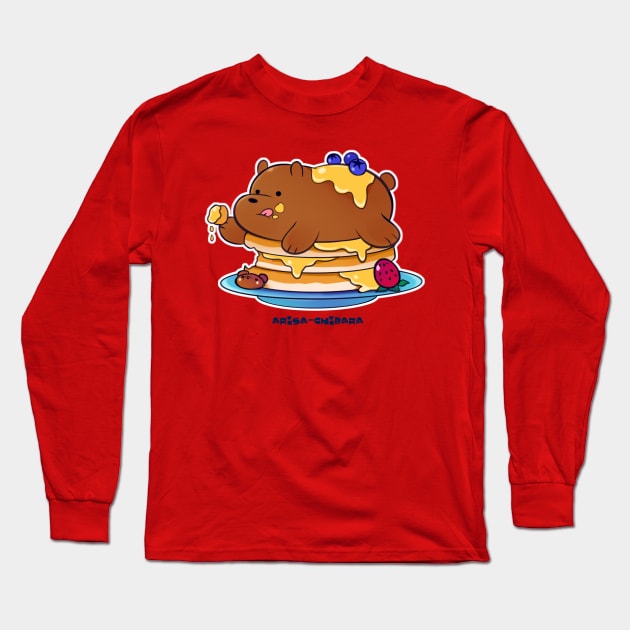 Brown Bear Pancakes Long Sleeve T-Shirt by arisachibara